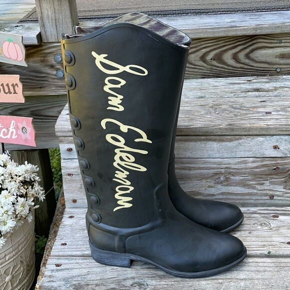 Sam Edelman Xenia Rubber High Rain Boots Shoes Size 10 Waterproof - Picture 1 of 9